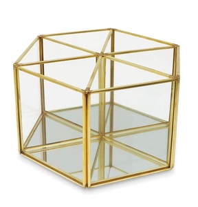 3-Slot Gold Metal <b>Makeup</b> Brush <b>Holder</b> Organizer Cosmetics Brushes Storage Vanity Desk Dresser for Bathroom Bedroom Pen <b>Holders</b> - Product Image 5