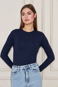 Sous-vêtements pour femmes, body à col rond et manches longues - Product Image 2