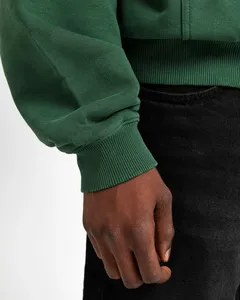 Sudadera con Capucha Verde para Hombre, Cierre de Cremallera, Corte Holgado, Color Sólido, Informal, con Bolsillo Delantero, para Otoño 2027 - Product Image 6