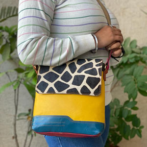 Nouveau élégant en cuir recyclé Stubby couleur sac à bandoulière de haute qualité cheveux sur Animal imprimé sac à main Multi cuir femmes sacs à bandoulière - Product Image 2