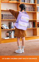 SUN EIGHT Sac à dos d'école primaire de 17 pouces pour filles et garçons, cartable ergonomique imperméable avec pochette à paillettes, modèle 22295-A