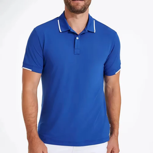 Bajo MOQ Cómodos y elegantes polos para hombres Polos de algodón ajustados de color sólido de alta calidad - Product Image 3