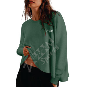 Sudaderas básicas sueltas con cuello redondo para mujer, pulóver corto de manga larga, camisas con logotipo frontal, Tops informales de moda para la temporada de invierno - Product Image 1