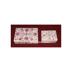 Dernières conceptions indiennes marbre blanc naturel rose nacre bijoux boîtes à usage rectangulaires personnaliser forme de grossiste - Product Image 1