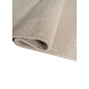Tapis en laine tissé à la main Contour Ivory, coton biologique, matériaux recyclés, couleur unie, rectangulaire, pour couloir ou chambre, 9x12 - Modèle Hwl-475 - Product Image 2