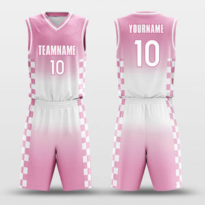 Tenues de basketball personnalisées, ensemble maillot et short rose, sublimation, club de ligue, vêtements de sport d'équipe, vente en gros, OEM, kits à séchage rapide - Product Image 3