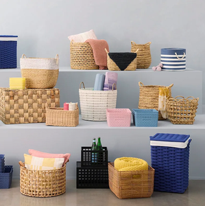 Panier en jacinthe d'eau tissé en osier paille de jonc de mer produits d'artisanat faits à la main usage domestique du vendeur indien en gros - Product Image 2