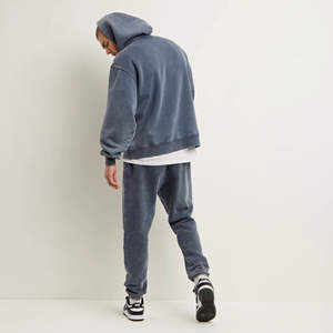 Sweat à capuche vintage lavé à la pierre imprimé à l'acide sweat à capuche en coton épais éponge française pour hommes vente en gros - Product Image 3