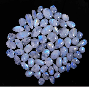 Cabujón de piedra lunar arcoíris Natural para fabricación de joyas, gran oferta, gran calidad, lote Natural, mezcla de formas de gemas, lunas de Fuego Azul - Product Image 1