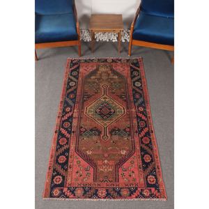 Tapis turc, tapis vintage 3,5x6,6 pieds, tapis géométrique rose et bleu - Product Image 1
