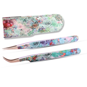 Pinces à cils semi-courbées professionnelles, conçues pour une création de fans parfaite, avec performance antistatique et personnalisation de la marque - Product Image 2