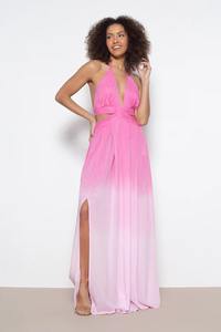 Nouveau été chaud mode femmes porter rayonne cravate teinture longue robe de créateur pour la fête et vêtements décontractés licou cou dos nu longue robe - Product Image 3