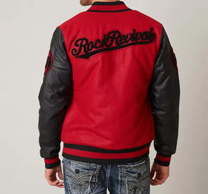 Chaqueta Bomber Personalizada de Alta Calidad con Cuerpo de Lana y Mangas de Cuero, Chaquetas Varsity para Hombres y Adultos - Product Image 4