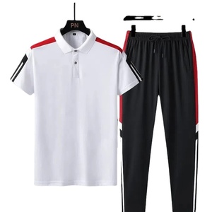 2024 Primavera Verano, pantalones largos cortos de algodón, Top blanco liso, conjunto de cuello plegable de verano, chándal informal para hombres - Product Image 1