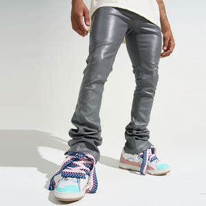 2025 nueva llegada Casual Wear pantalón de cuero liso Color sólido gran oferta pantalones de cuero para hombres - Product Image 4