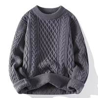 Pull tricoté personnalisé pour homme, col rond, chaud, uni, 100 % coton, grande taille, hiver, logo frontal, anti-boulochage, anti-plis