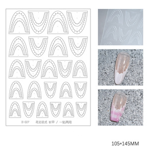 Autocollants <span class=keywords><strong>pour</strong></span> nail art français, transparents, ajourés, motifs dentelle 3D et lignes à carreaux - Product Image 5