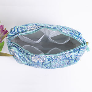 Bolsa de algodón lavable con estampado Floral hecho a mano, bolsa de aseo con cremallera, neceser indio para cosméticos, venta al por mayor - Product Image 2