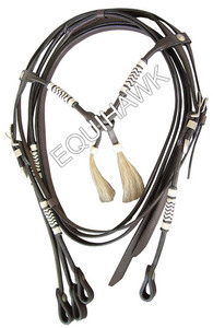 Equipo Ecuestre de Estilo Occidental Personalizado Más Vendido, Riendas Tejidas de Cuero Crudo con Herrajes Plateados, Brida Occidental para Caballo - Product Image 3