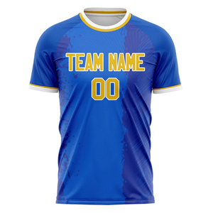 เสื้อฟุตบอลพร้อมชื่อทีมที่กำหนดเอง เสื้อฟุตบอลแขนสั้นคอกลมแบบแห้งเร็วสำหรับเล่นกีฬาและฝึกซ้อม - Product Image 3