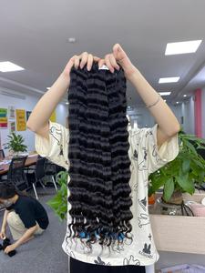 Venta al por mayor 100% Raw Vietnam Remy extensiones de cabello doble dibujado suelta onda profunda paquetes de cabello con cutículas alineadas - Product Image 2