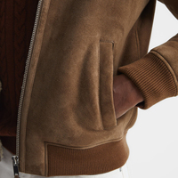 Hochwertige Herren Echtleder Shearling Schafsfell Bomberjacke mit Fellkragen Umweltfreundlich Winddicht Vintage Winter-Design