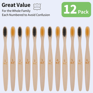 Brosse à dents en bambou souple personnalisée en gros pour adultes Brosse en bois respectueuse de l'environnement en boîte emballée noire et marron - Product Image 5