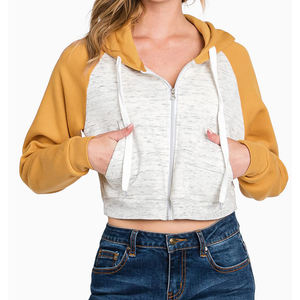 Fermeture éclair, court, sweats à capuche pour femme broderie personnalisée femmes recadrée nouveau Design pull à capuche écologique - Product Image 1