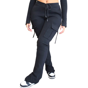 กางเกงคาร์โก้หลายกระเป๋าทรงซ้อนสำหรับผู้หญิง กางเกงลำลองผ้าฝ้ายสไตล์ทหารสำหรับผู้หญิง - Product Image 5