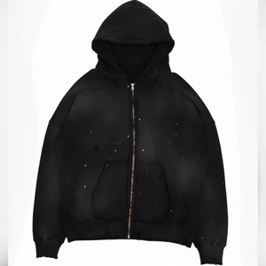 Sudadera con Capucha de Forro Polar para Hombre, Diseño Desgastado con Lavado Ácido, Transpirable, Cómoda, Bordada, Lisa, Teñida, OEM, Gran Oferta - Product Image 6