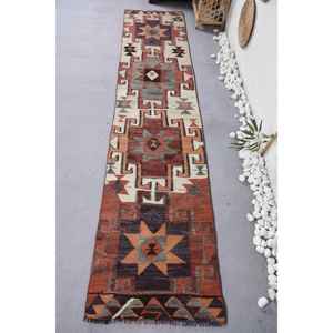 พรมขนสัตว์สีน้ำตาลและสีเบจสไตล์วินเทจขนาด210x970ซม. ดีไซน์การเย็บปะติดปะต่อกันทรงสี่เหลี่ยมสำหรับห้องนั่งเล่นหรือห้องนอนสำหรับวัยรุ่น - Product Image 1