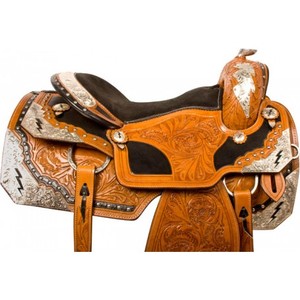 Venta caliente Premium Leather Silver Fitting Western Trail Pleasure Saddles High Quality Show Tack para paseos a caballo ecuestres - Product Image 2