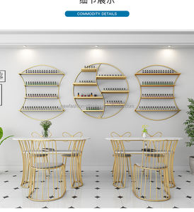 Juego de Estantes de Pared para Almacenamiento de Esmalte de Uñas, Color Dorado/Blanco/Negro, Personalizable, Soportes de Pared para Esmalte de Uñas para Salón de Belleza - Product Image 1