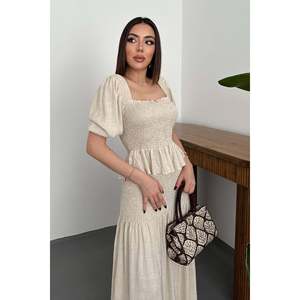 Beige Pleated <b>Linen</b> Suit - Beige - Product Image 3