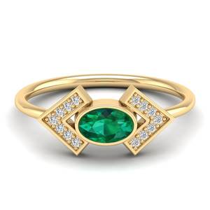 Anillo de Compromiso REYES de Lujo en Oro Sólido de 14K con Moissanita, Impresionante Corte Ovalado, Gema Esmeralda de 0.5 Quilates, Anillos de Joyería de Diseño - Product Image 6