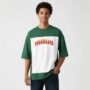 T-shirt pour homme à col rond, logo sérigraphié personnalisé, couleur personnalisée, coupe ample, 2026, 100% coton jersey, effet vieilli par pulvérisation - Product Image 1