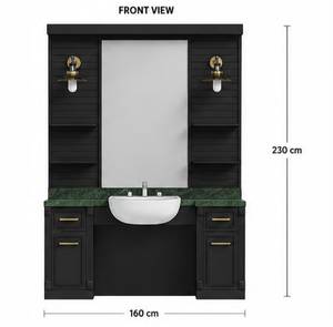 from factory Black Wood Salon Vanity <b>Set</b> With Mirror Sink Cabinet Multiple Storage Space Industrial Design For <b>Barber</b> - Product Image 5
