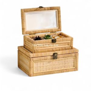 Caja de Almacenamiento de Ratán de Estilo Bohemio Ecológica, Hecha a Mano con Materiales Naturales, Multifuncional para la Organización del Hogar, Hecha en Vietnam - Product Image 3