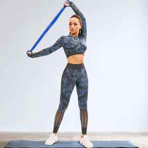 2025 nueva llegada mujeres 100% alta calidad verano y otoño sin costuras 2 piezas ropa deportiva y gimnasio Fitness Yoga conjunto para mujeres - Product Image 4