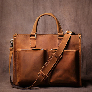 Classic Genuine Leather Laptop Messenger Protective Durable Large Capacity Shoulder <b>Bag</b> for Work Zipper Closure - Product Image 6