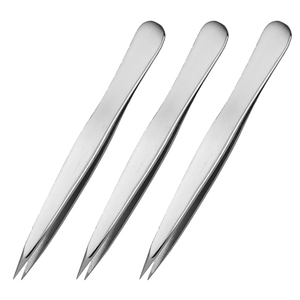 Pinzas para cejas de Punta inclinada de acero inoxidable de suministro directo de fábrica afiladas para depilación encarnada - Product Image 5