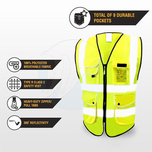 เสื้อกั๊กนิรภัย ANSI Class 1 แบบสั่งทำพิเศษ ขายดีที่สุด พร้อมไฟ LED กันน้ำ พิมพ์โลโก้ได้ วัสดุไนลอน/โพลีเอสเตอร์ สำหรับใช้งานกลางแจ้ง - Product Image 5