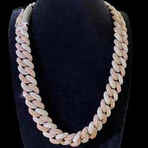 18mm Round Cut VVS Moissanite Diamond Cuban Link Chain Bijoux glacés pour hommes en argent sterling 925 - Product Image 1