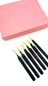 Pince à cils japonaise en acier inoxydable avec logo personnalisé 45 degrés maigre long manche Dumont avec bout pointu fini poli miroir - Product Image 6