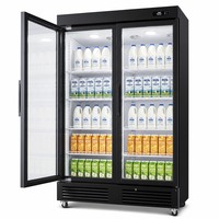 Réfrigérateur à vitres pour exposition, refroidi par air commercial avec étagères réglables