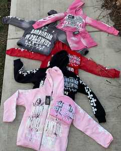 เสื้อมีฮู้ดซักด้วยกรดสำหรับผู้ชายแห้งเร็วระบายอากาศได้ดีโอเวอร์ไซส์ผ้าคอตตอนพิมพ์ลายพัฟ - Product Image 5