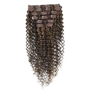 Bonne qualité couleur bouclée à l'eau 6 ensemble de 7 extensions à clip cheveux bouclés à l'eau brute humaine indienne vierge non traitée - Product Image 2