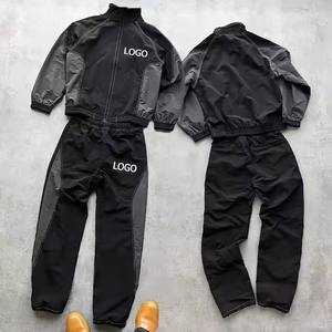 Vente en Gros de Logo Réfléchissant Surdimensionné Polyester Nylon Jogging Ensemble Survêtement Veste Coupe-Vent Zip Up Survêtement pour Hommes - Product Image 3