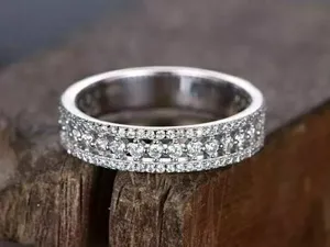 แหวนเงินแท้วินเทจของผู้หญิง2.00 CT ตัดเพชรจำลอง IGI ได้รับการรับรอง tishya เพชรครบรอบแต่งงาน - Product Image 6