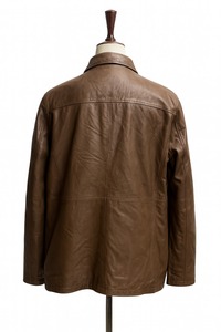Chaqueta de Cuero Genuino para Hombre SCOTLAND SHEEP VINTAGE TAN, Estilo Clásico, Corte Entallado, Cuello Alto, Impermeable, Transpirable, de Secado Rápido, con Detalles en Latón - Product Image 2